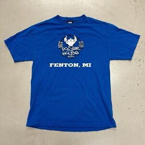 Vintage 90s Powerhouse Gym Blue Fenton Michigan Shirt Size XL